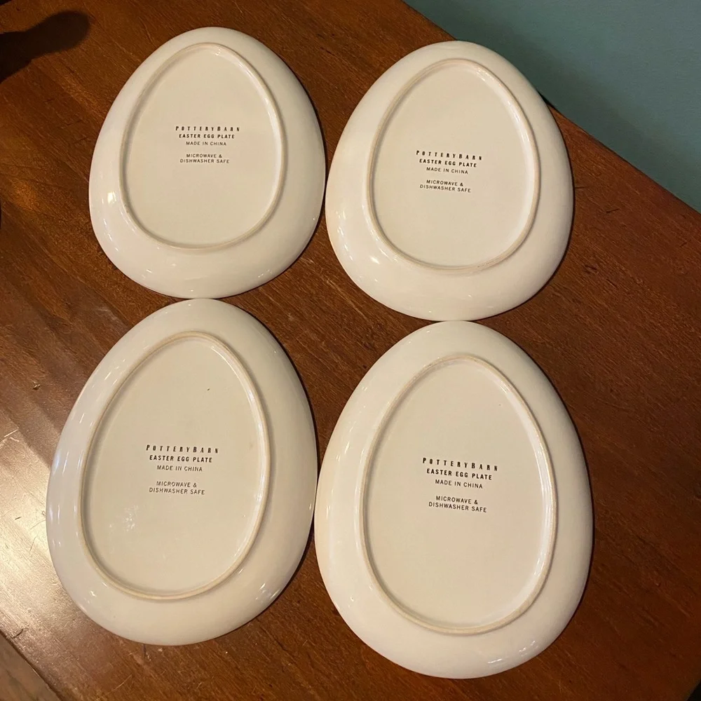 Set of 4 Pottery Barn floral Easter Egg Plates 6x8